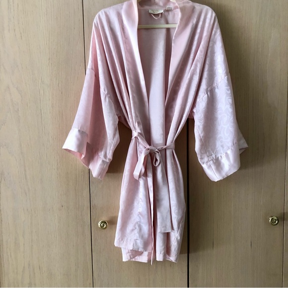Victoria's Secret Other - Victoria's Secret Vintage Gold Label Pink Satin Robe With Belt Women's One Size